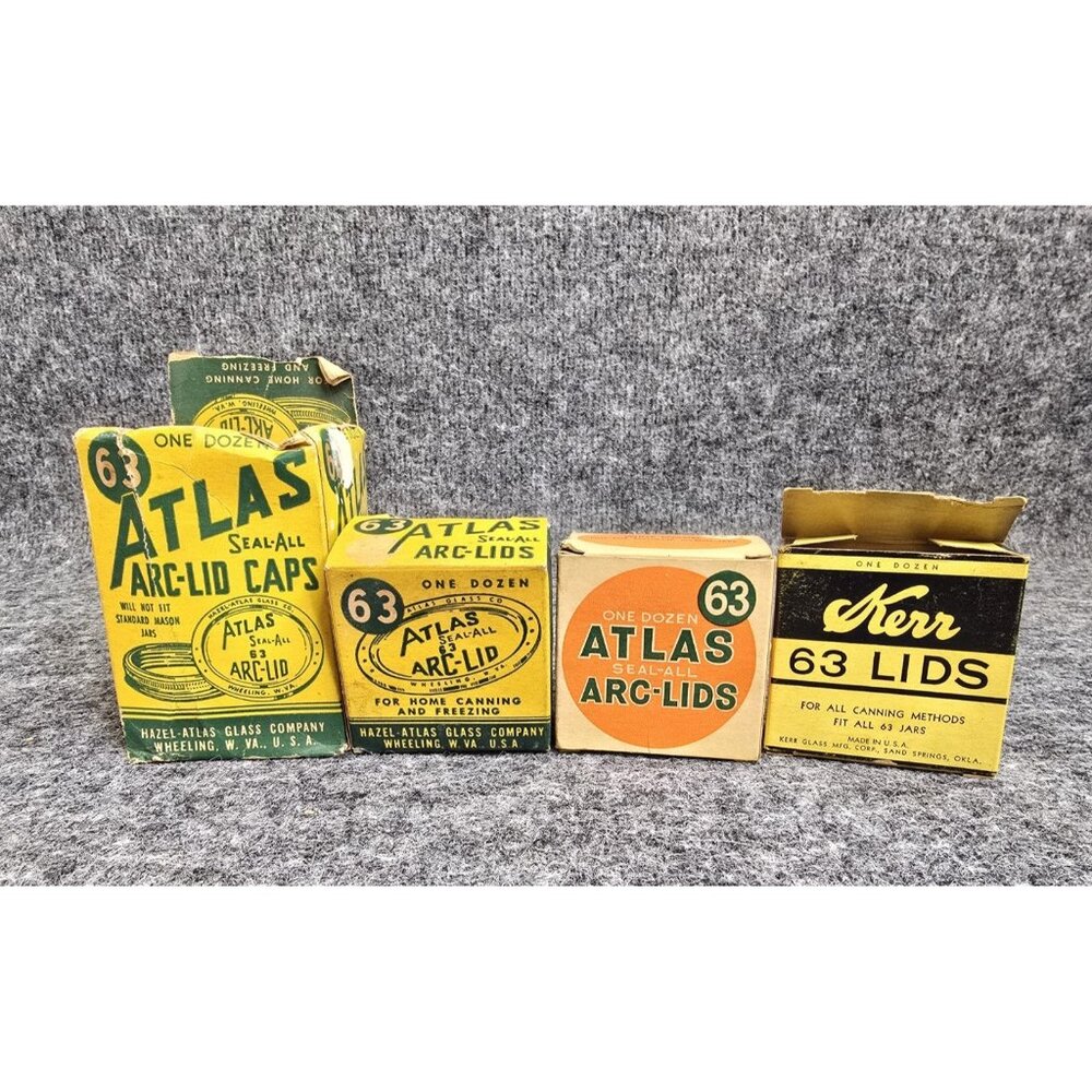 INCOMPLETE Vintage Atlas Arc Lids in Original Box 1940s 1950s Kerr